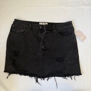 Free people new with tags black denim mini skirt size 31